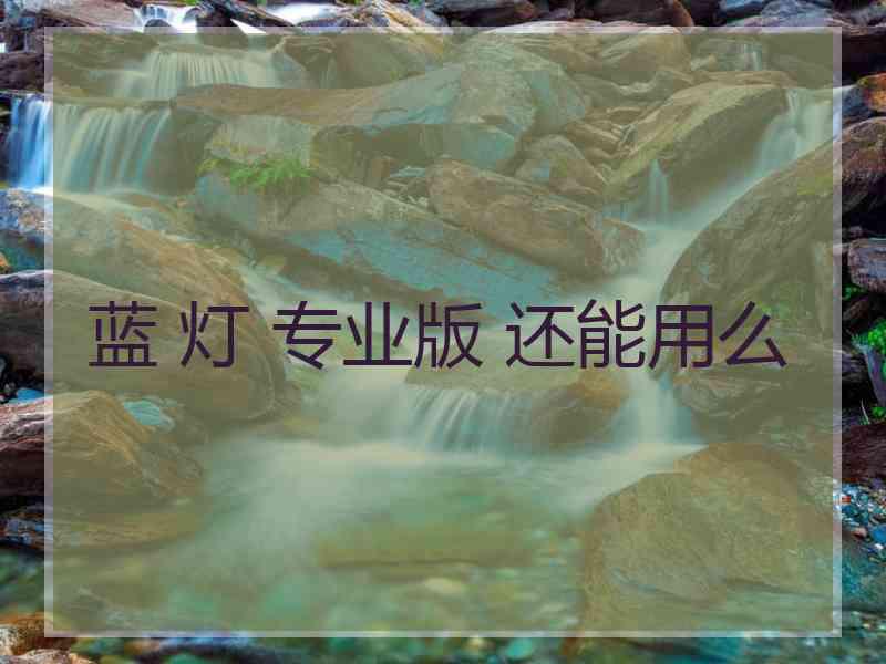蓝 灯 专业版 还能用么