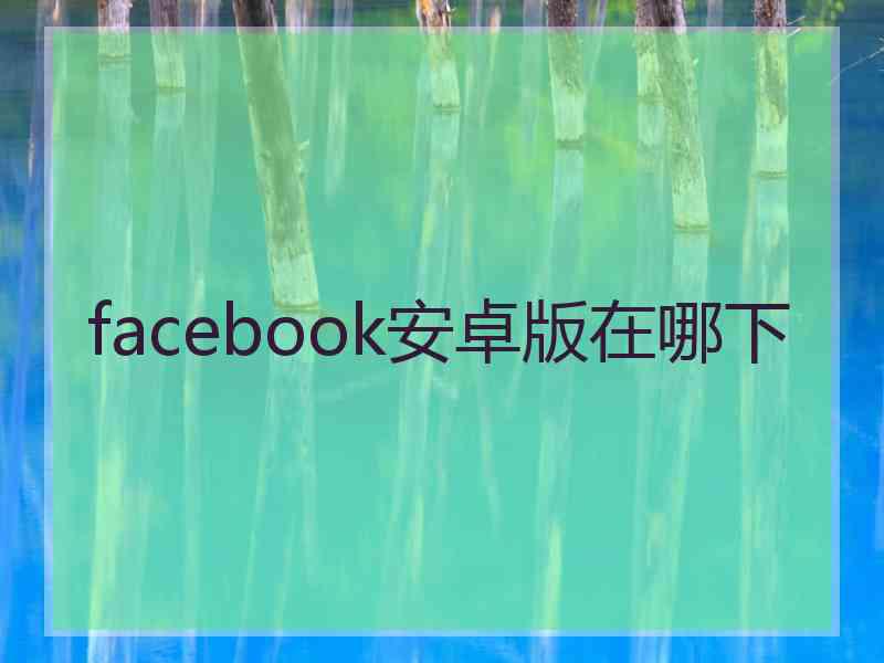facebook安卓版在哪下