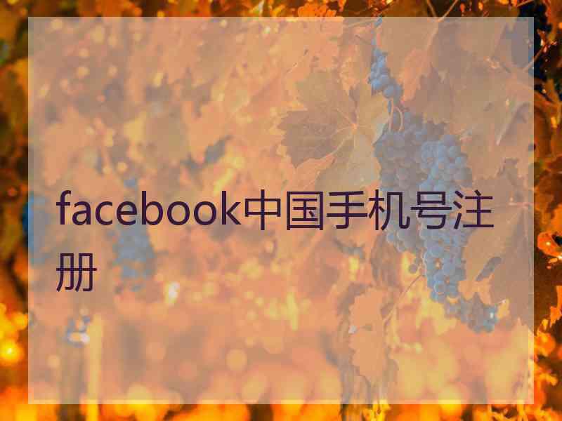 facebook中国手机号注册